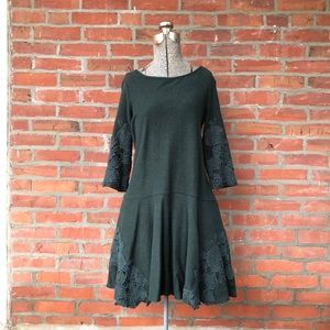 Anthropologie Maeve embellished A-line green dress
